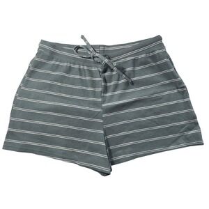 Colsie Womens Ribbed Lounge Shorts Striped Blue Green Drawstring Sleep Size MED